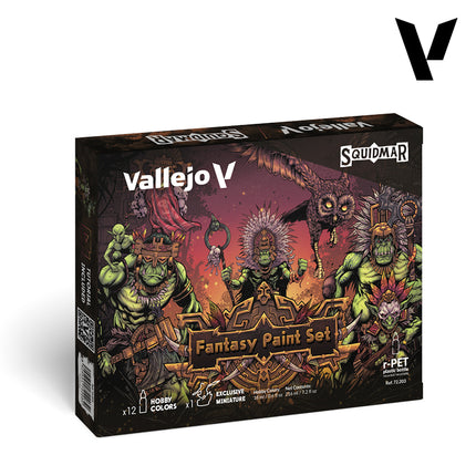 72203 Fantasy Paint Set by Squidmar Miniatures - 12 Colors + Figure